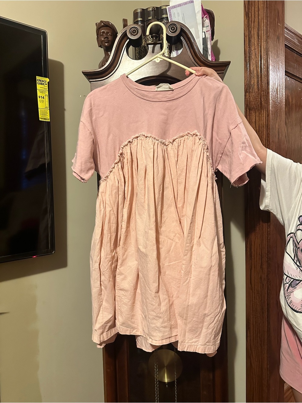 Women's Pink Casual Babydoll T-Shirt Dress